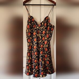 1980's Frederick's of Hollywood‎ Dark Blue Floral Slip PJ Size S